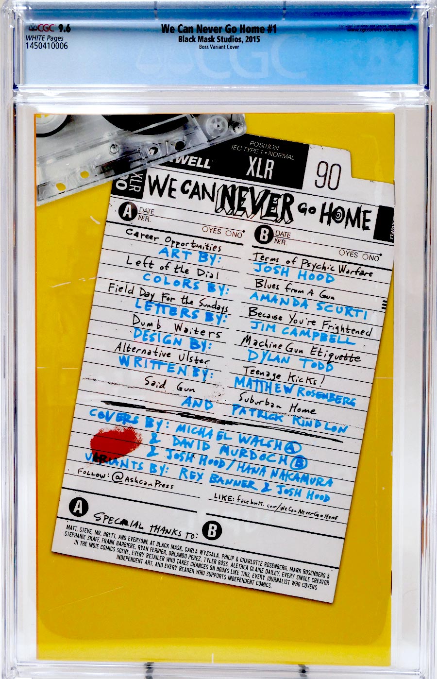 We Can Never Go Home #1 Cover F CGC 9.6 Tyler Boss Variant Cover 