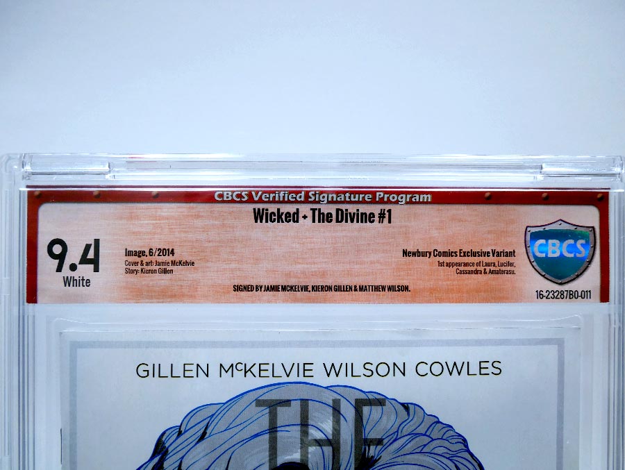Wicked + The Divine #1 Cover E CBCS Verified Signature Signed by Jamie McKelvie, Kieron Gillen and Matthew WIlson 9.4 Newbury Comics Variant