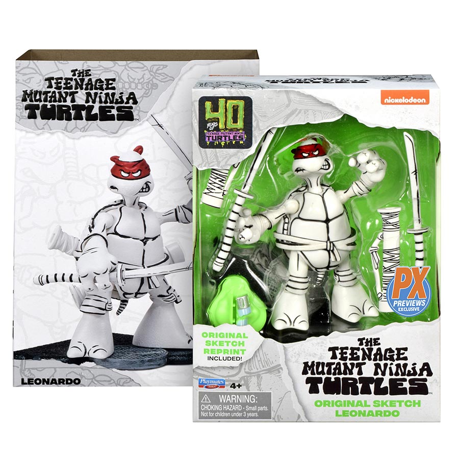 Teenage Mutant Ninja Turtles Black & White Original Sketch Leonardo Previews Exclusive Action Figure
