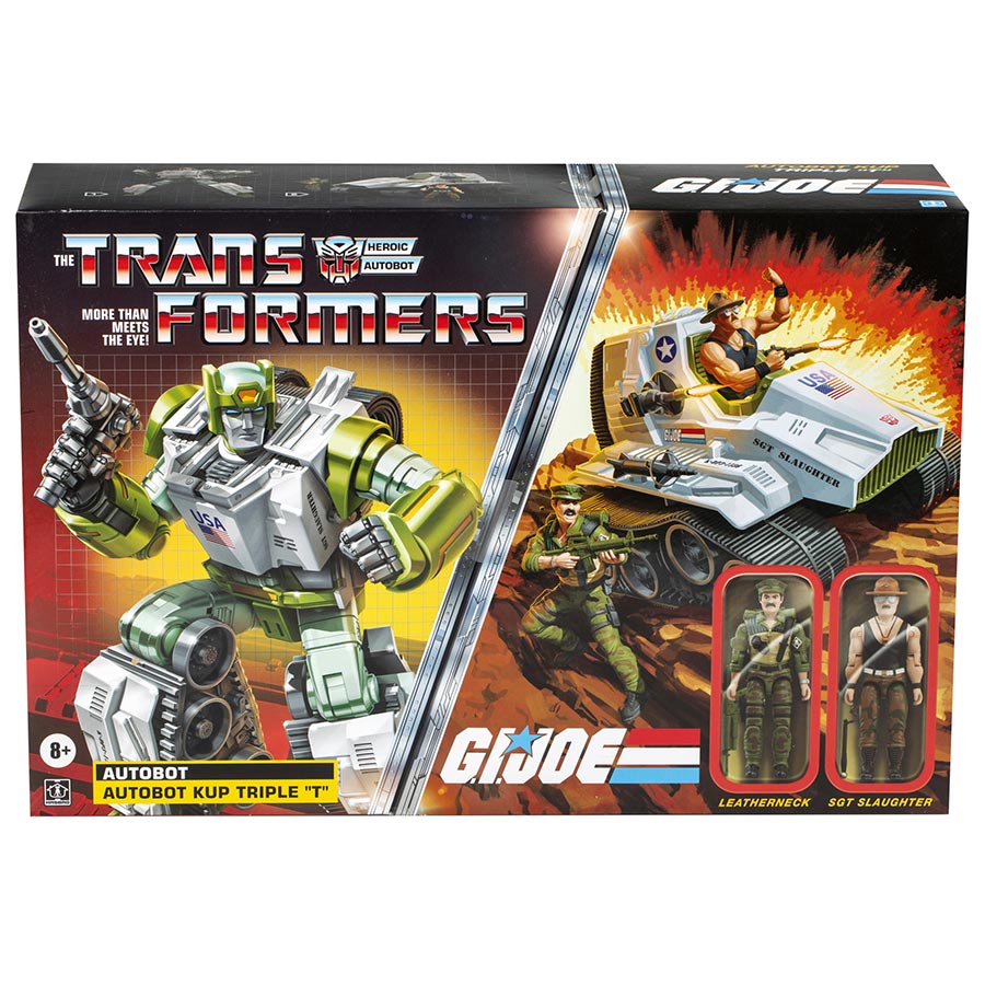 Transformers x GI Joe Autobot Kup Triple T With Leatherneck & Sgt Slaughter Action Figure Set