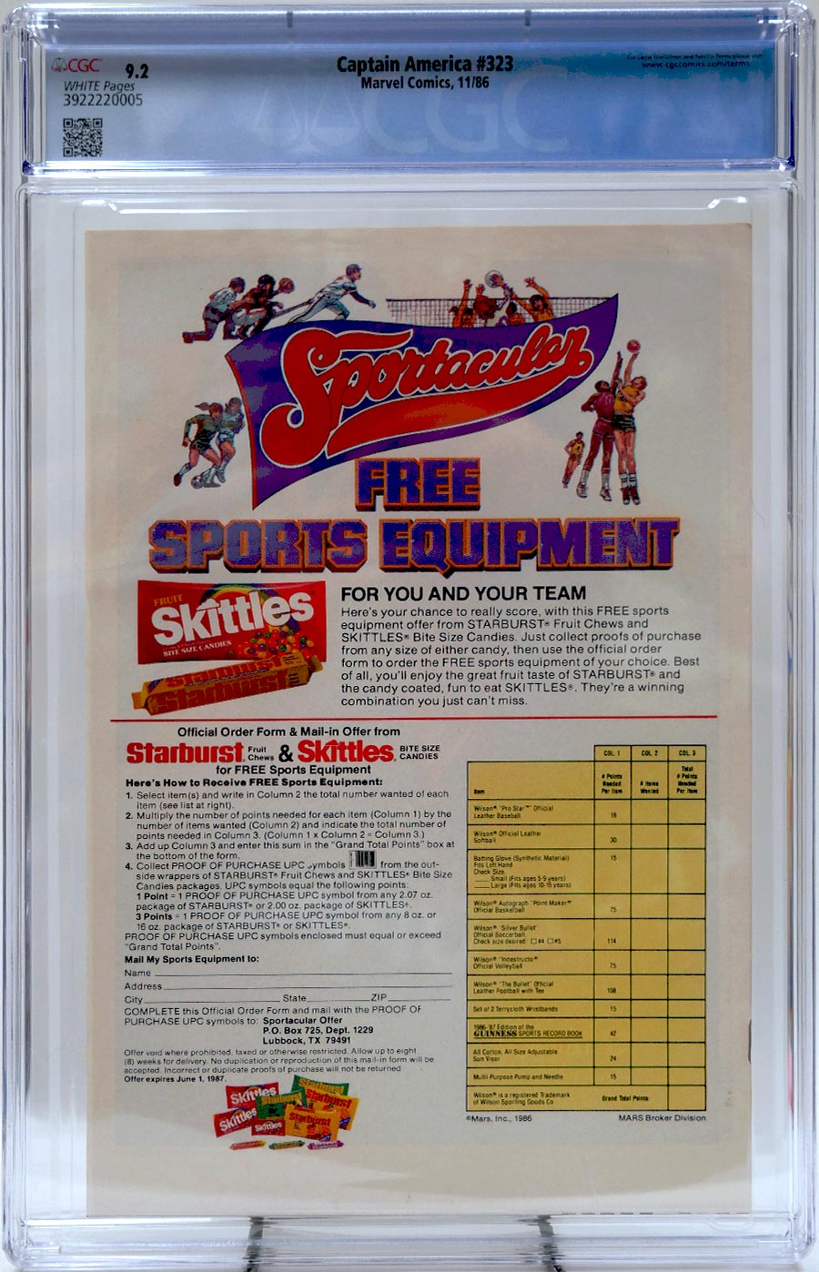 Captain America Vol 1 #323 Cover B Newsstand Edition CGC 9.2