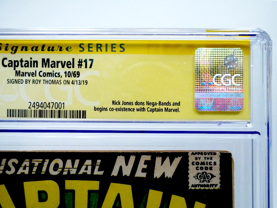 Captain Marvel Vol 1 #17 Cover B CGC Signature Series 7.5 Signed by Roy Thomas