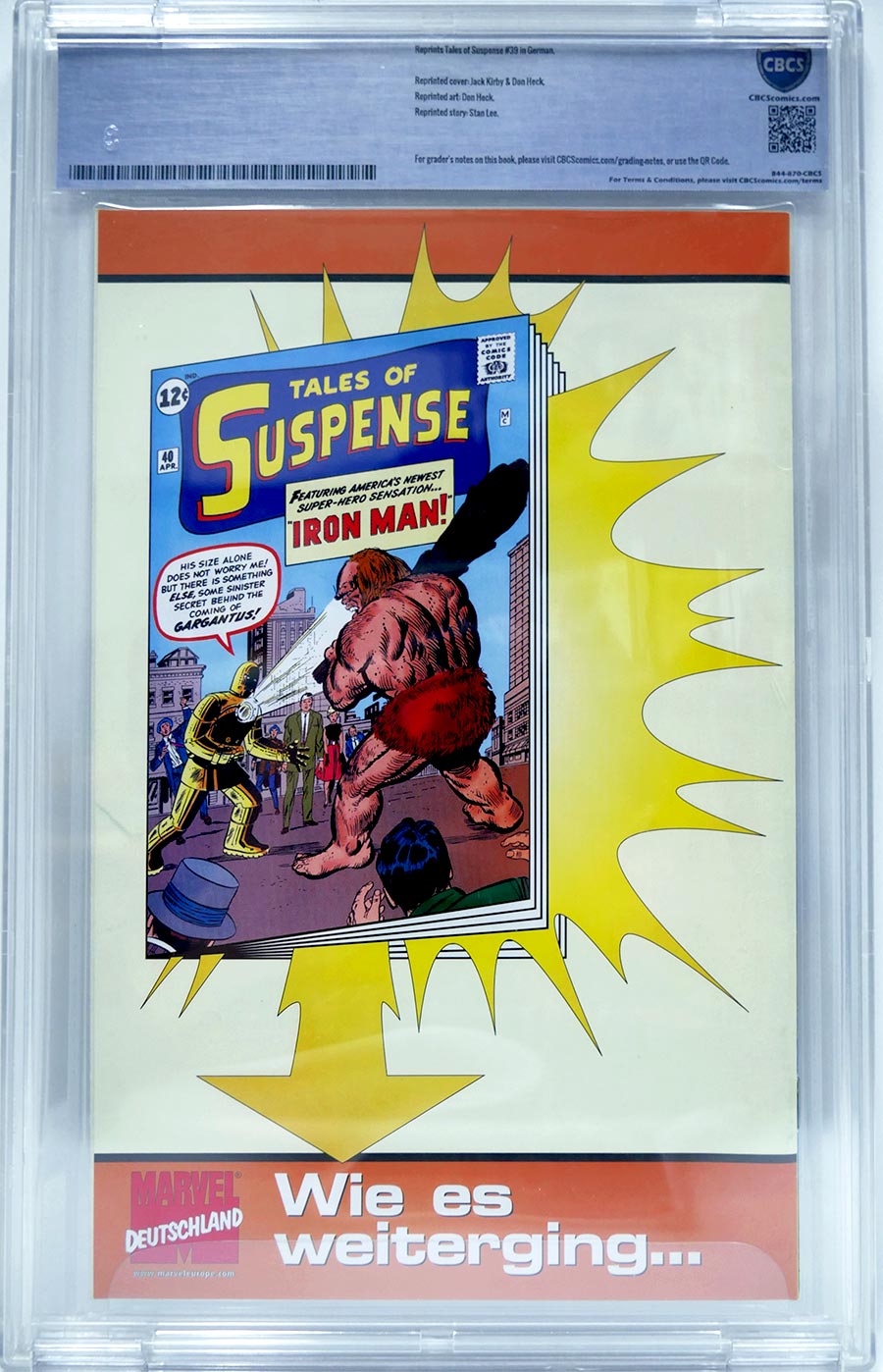 Tales Of Suspense #39 Cover E CBCS 9.0 German Gold Edition Reprint 