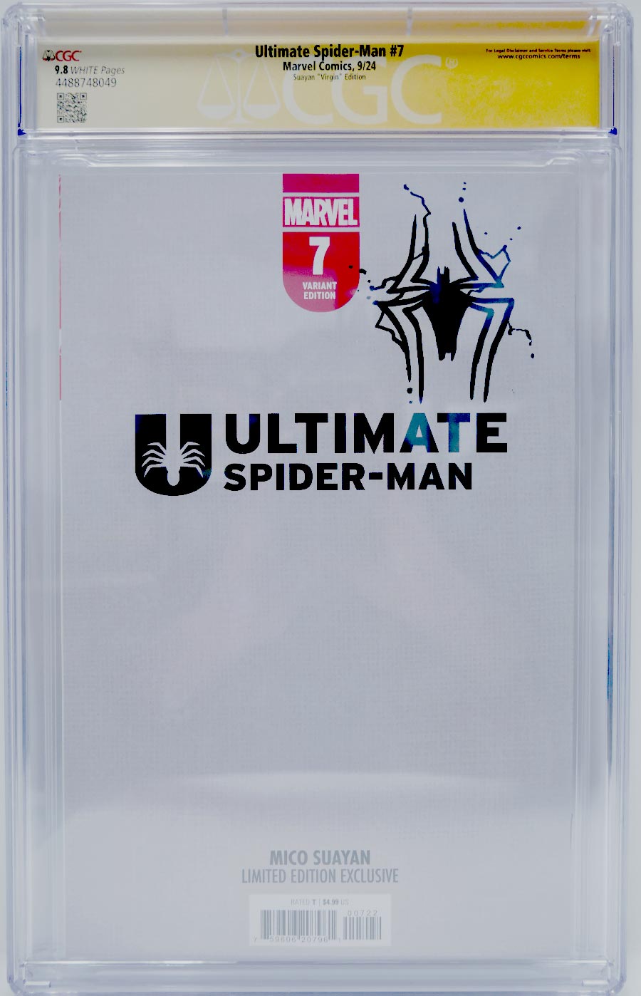 Ultimate Spider-Man Vol 2 #7 Cover E Variant Mico Suayan Virgin Cover CGC Signature Series 9.8 Signed And Remarked By Mico Suayan