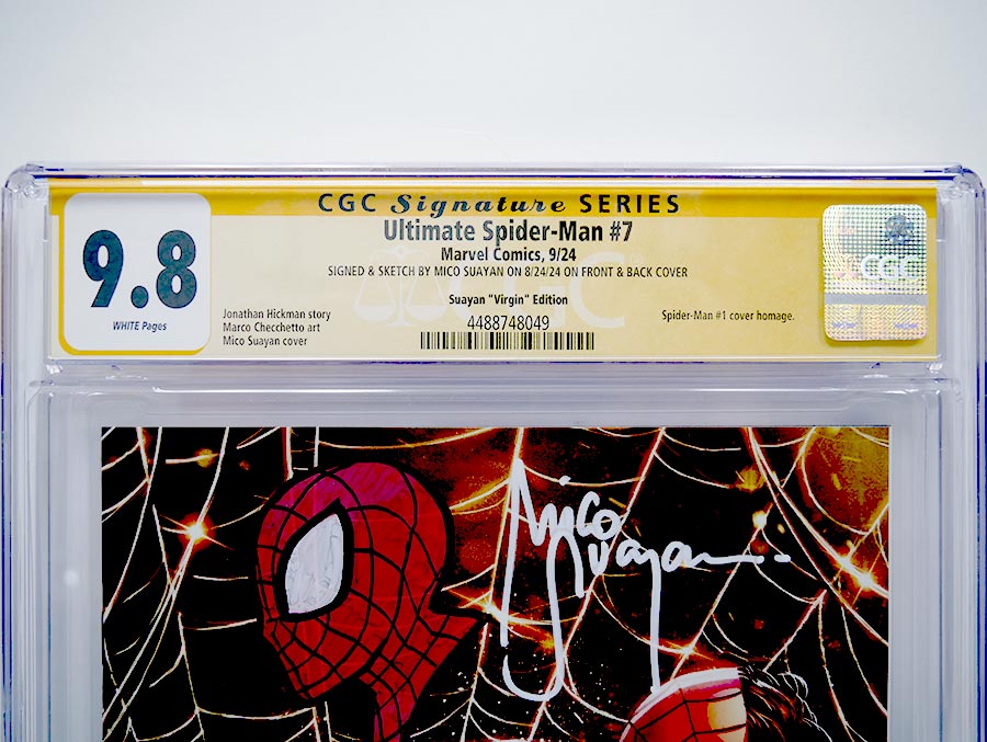 Ultimate Spider-Man Vol 2 #7 Cover E Variant Mico Suayan Virgin Cover CGC Signature Series 9.8 Signed And Remarked By Mico Suayan