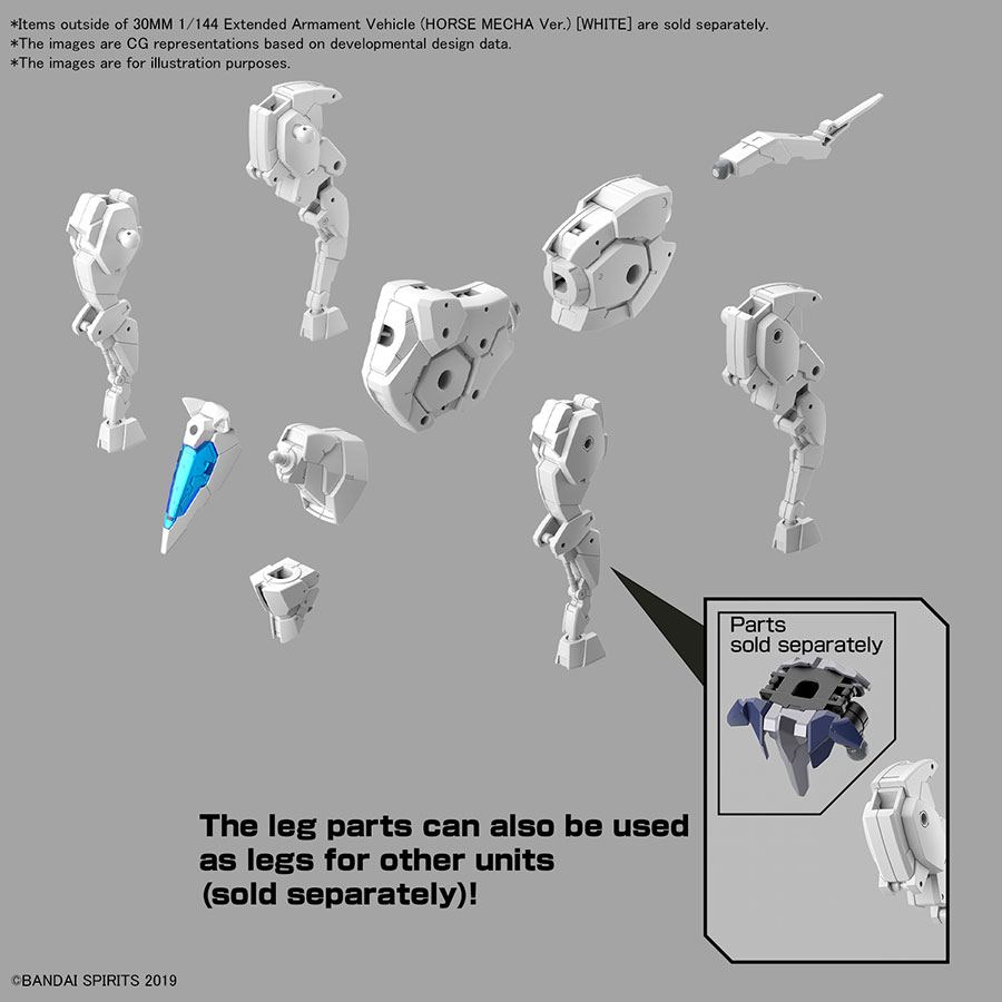 30 Minutes Missions Extended Armament Vehicle 1/144 Kit #EV-17 Horse Mecha Ver. (White)