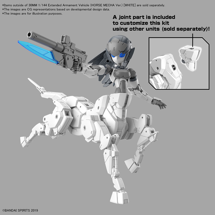 30 Minutes Missions Extended Armament Vehicle 1/144 Kit #EV-17 Horse Mecha Ver. (White)