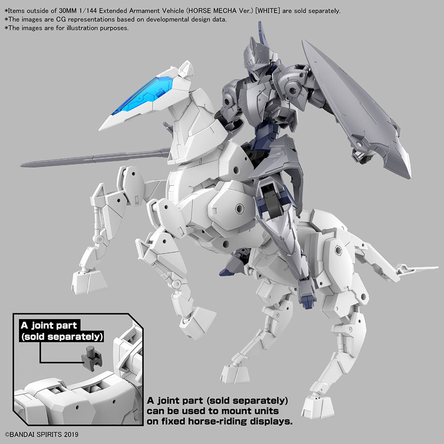 30 Minutes Missions Extended Armament Vehicle 1/144 Kit #EV-17 Horse Mecha Ver. (White)
