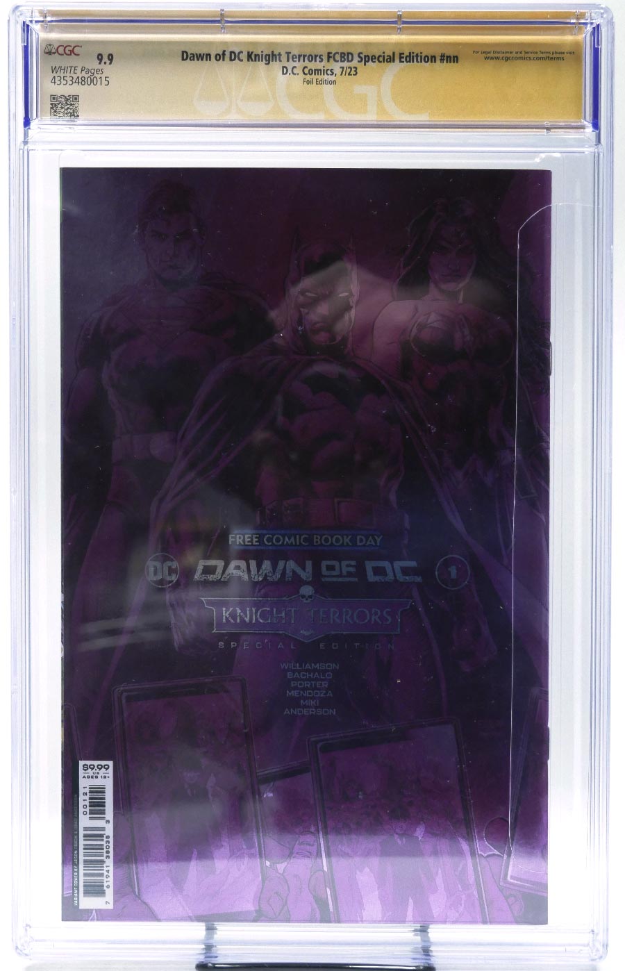 FCBD 2023 Dawn Of DC Knight Terrors Special Edition #1 Cover C CGC Signature Series 9.9 Signed by Jason Fabok Variant Jason Fabok Foil Cover