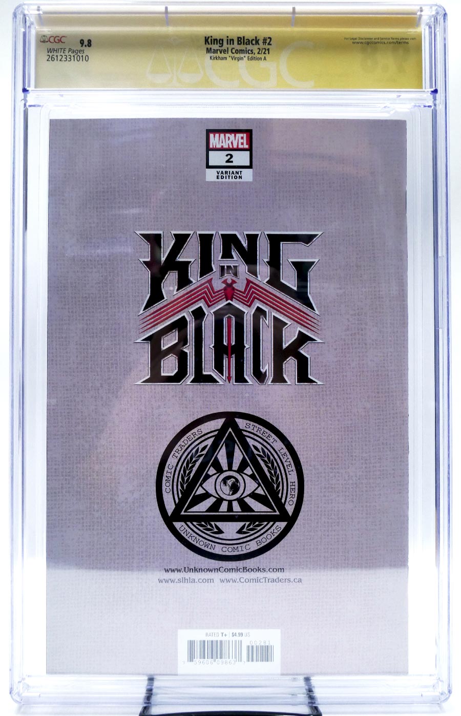 King In Black #2 Cover O CGC Signature Series 9.8 Signed by Tyler Kirkham Tyler Kirkham Virgin Variant Cover