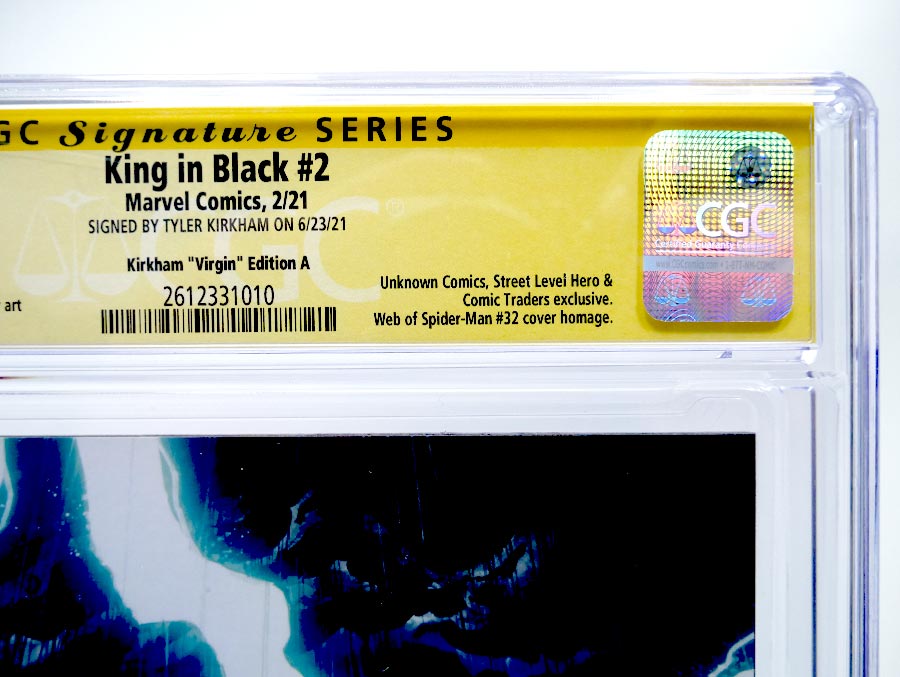 King In Black #2 Cover O CGC Signature Series 9.8 Signed by Tyler Kirkham Tyler Kirkham Virgin Variant Cover
