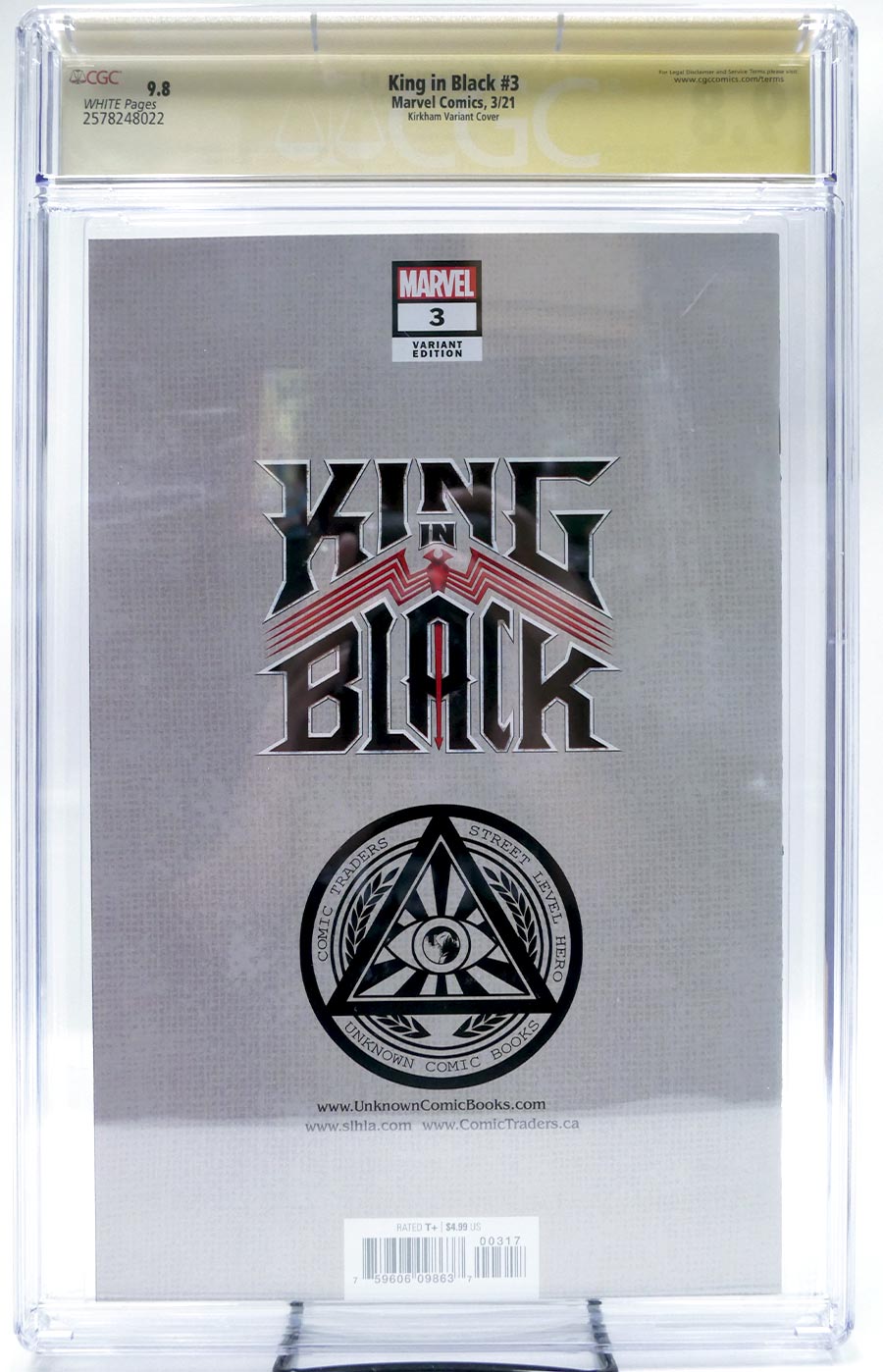 King In Black #3 Cover K CGC Signature Series 9.8 Signed by Tyler Kirkham Tyler Kirkham Variant Cover