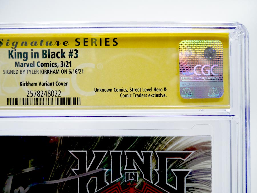 King In Black #3 Cover K CGC Signature Series 9.8 Signed by Tyler Kirkham Tyler Kirkham Variant Cover
