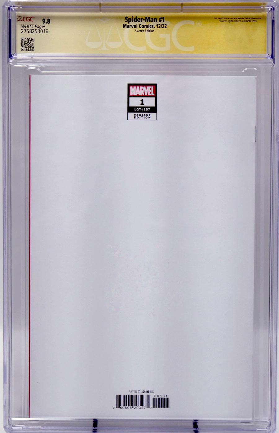 Spider-Man Vol 4 #1 Cover P CGC Signature Series 9.8 Signed By Various & Remarked By Mark Texiera Blank Cover