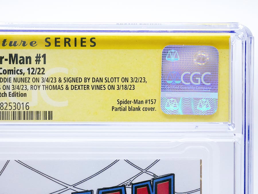 Spider-Man Vol 4 #1 Cover P CGC Signature Series 9.8 Signed By Various & Remarked By Mark Texiera Blank Cover