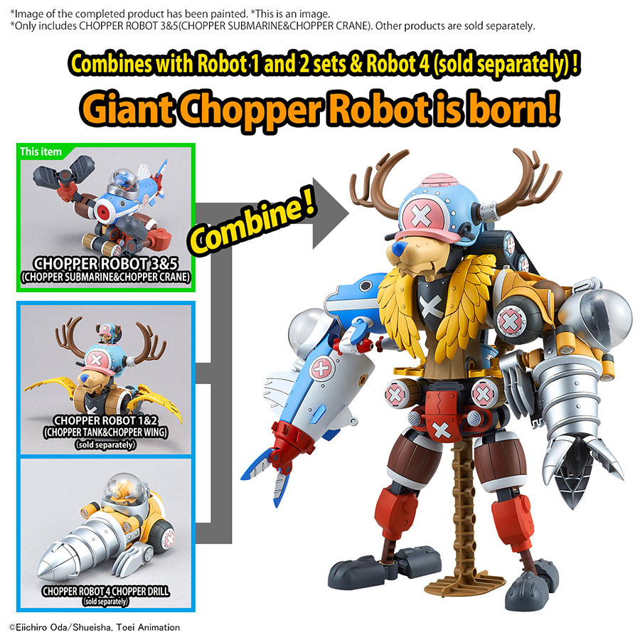 One Piece Best Mecha Collection Set - Chopper Robot Kit #3 & #5 Chopper Submarine & Chopper Crane