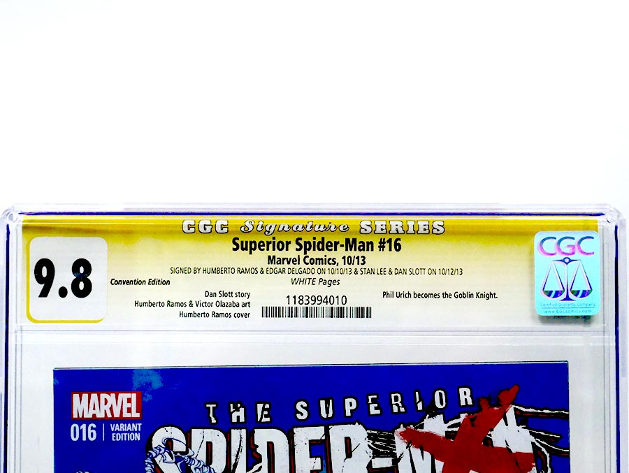 Superior Spider-Man #16 Cover C CGC Signature Series 9.8 Signed by Stan Lee Humberto Ramos Dan Slott Edgar Delgado Humberto Ramos Convention Variant