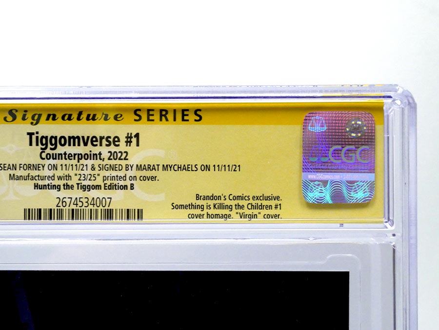 Tiggomverse #1 CGC Signature Series 9.8 Signed by Marat Mychaels Remarked by Sean Forney Something Is Killing The Children Homage Variant