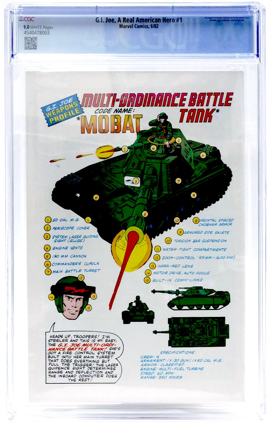 GI Joe A Real American Hero #1 Cover F CGC 9.0 1st Ptg