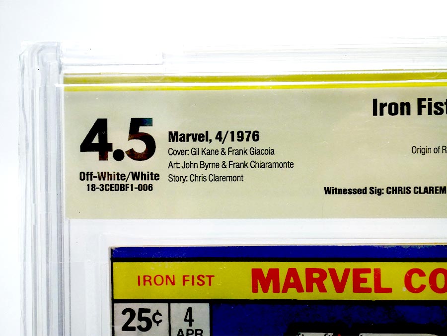 Iron Fist #4 Cover B Signed by Chris Claremont CBCS 4.5
