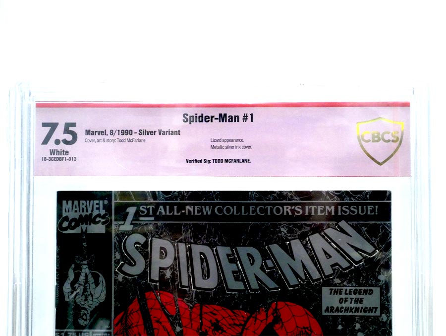 Spider-Man #1 Cover Q Direct Sales Version CBCS 7.5 Verified Signature by Todd McFarlane Silver Edition