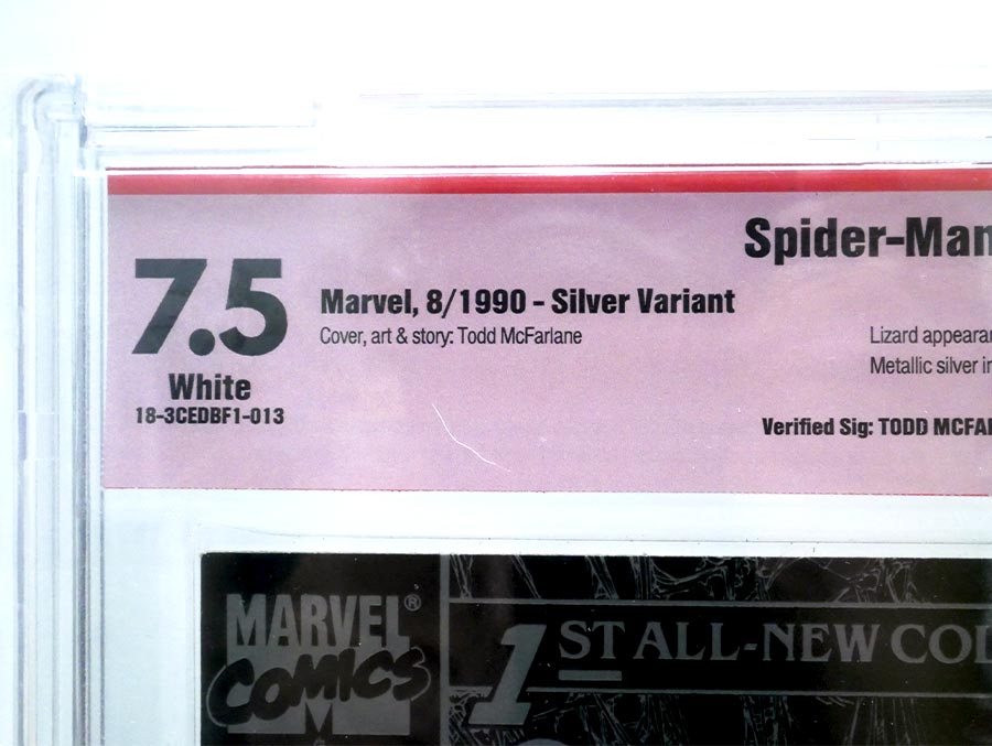 Spider-Man #1 Cover Q Direct Sales Version CBCS 7.5 Verified Signature by Todd McFarlane Silver Edition