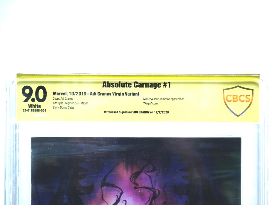 Absolute Carnage #1 Cover Z Adi Granov Virgin Variant Cover CBCS 9.0 Signed By Adi Granov