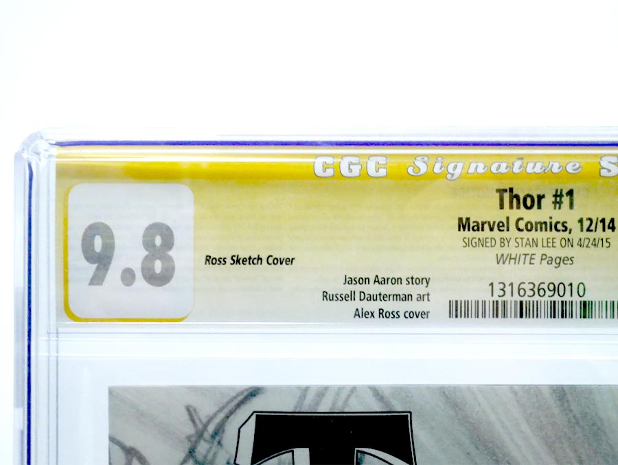 Thor Vol 4 #1 Cover T Incentive Alex Ross 75th Anniversary Sketch Variant Cover CGC Signature Series 9.8 Signed By Stan Lee