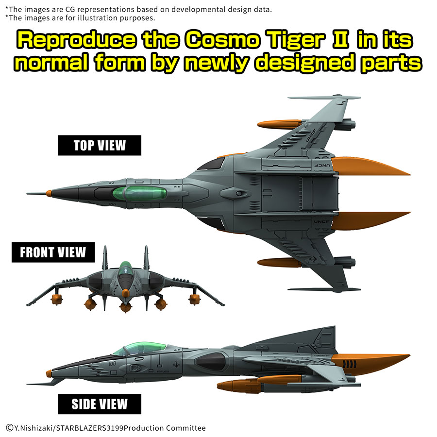 Star Blazers 3199 Mecha Collection DX Kit #01 Type 1 Space Strike Fighter Cosmo Tiger II (Single Seater/Two Seater) (2 Machine Set)
