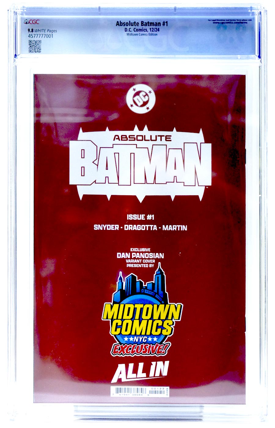 Absolute Batman #1 Cover Z-N Midtown Exclusive Dan Panosian Connecting Variant Cover (DC All In) CGC 9.8