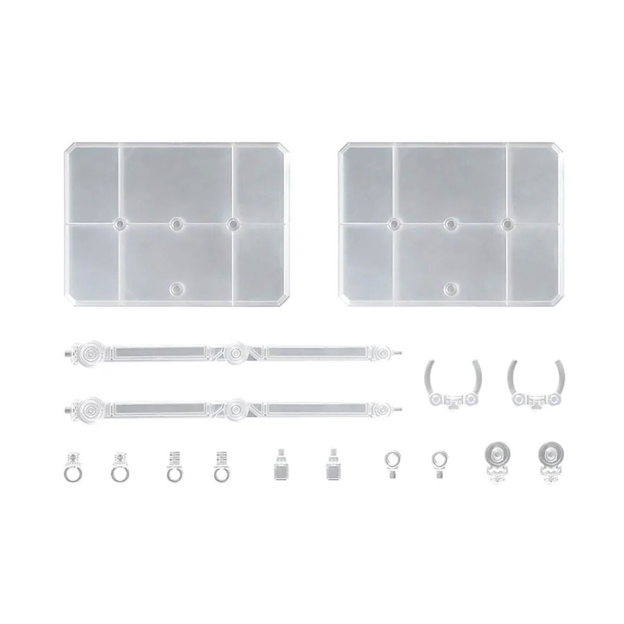 Action Base 7 Display Stand - Clear Color With Mobile Suit Gundam GQuuuuuuX Stickers Set (For 1/144 / HG / Figure-Rise Standard Kits)