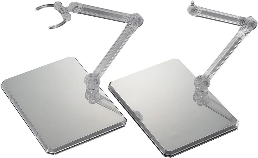 Action Base 7 Display Stand - Clear Color With Mirror Stickers Set (For HG RG 30MM 30MS Figure-Rise Standard Kits)