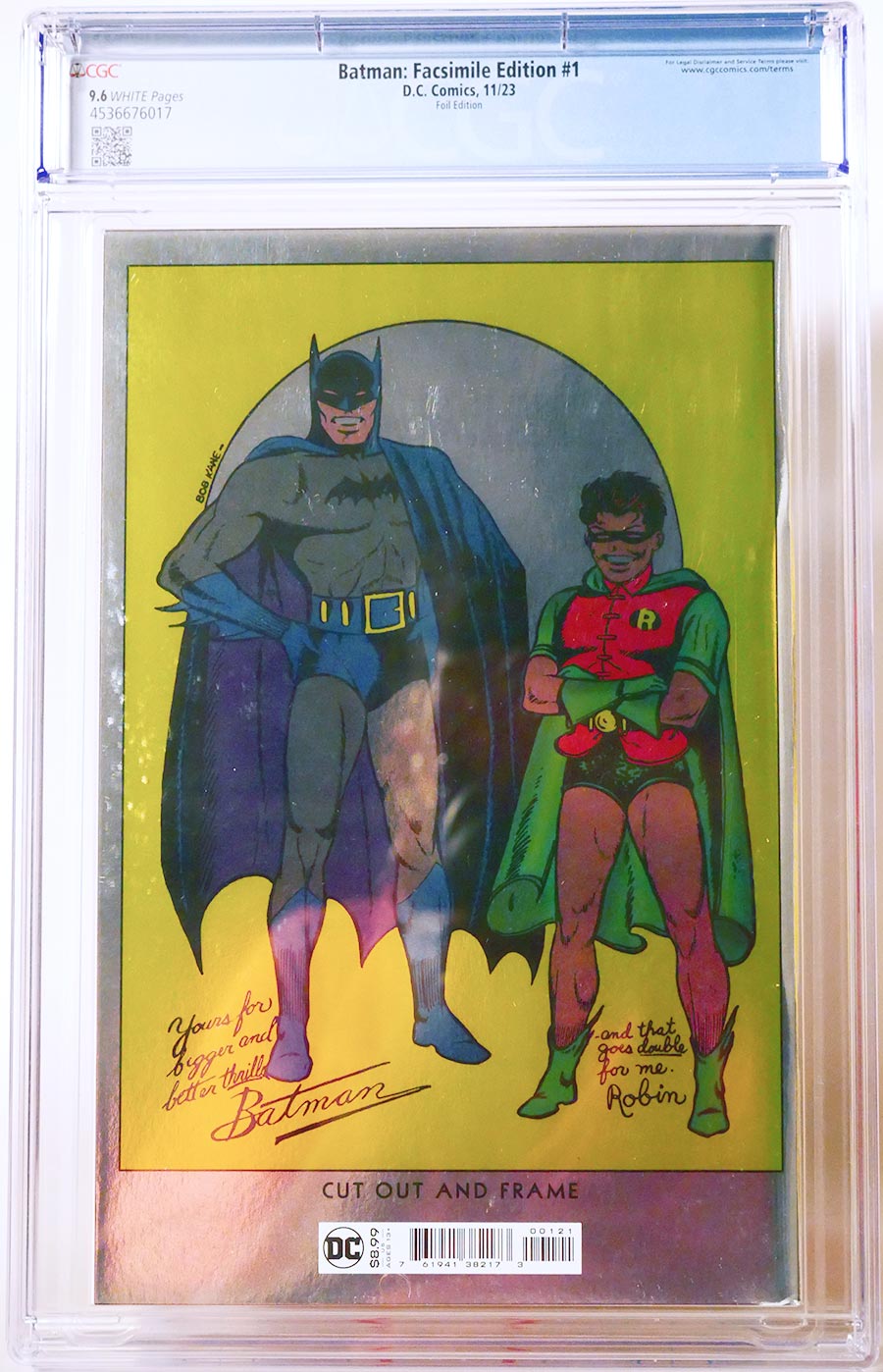Batman #1 Facsimile Edition Cover G Variant Bob Kane & Jerry Robinson Foil Cover CGC 9.6