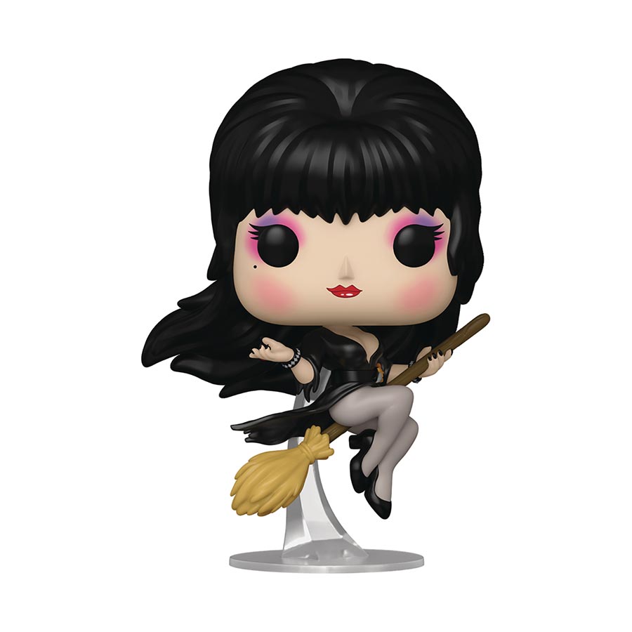 POP Icons Elvira Mistress Of The Dark Elvira On Broom Vinyl Figure