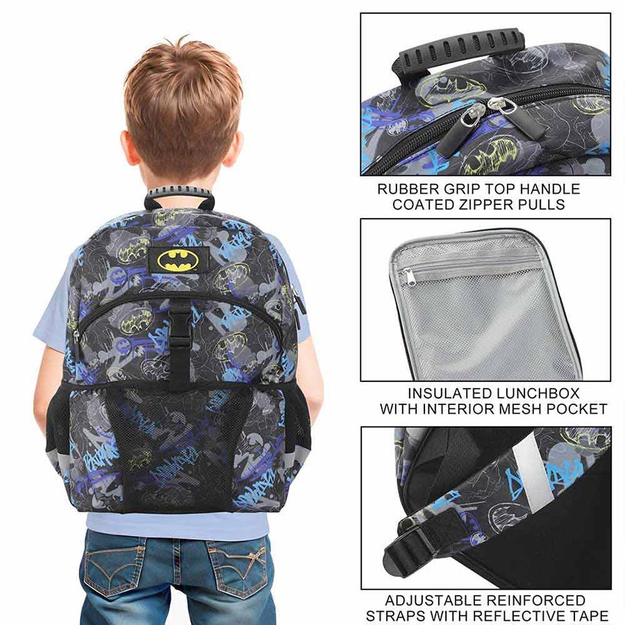 DC Comics Batman All-Over-Print Youth Lunch Kit & Backpack Set