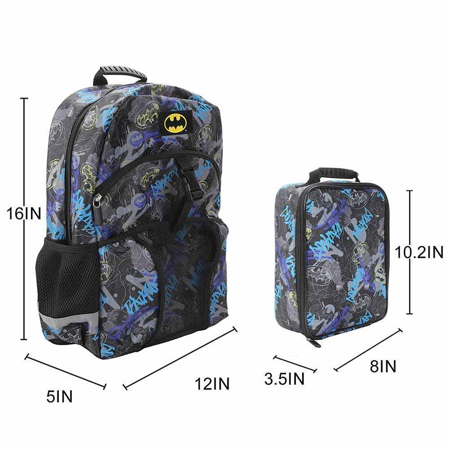 DC Comics Batman All-Over-Print Youth Lunch Kit & Backpack Set