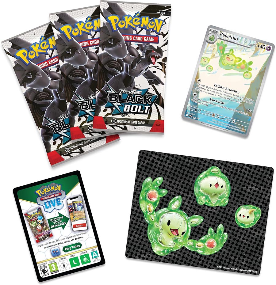 Pokemon Scarlet And Violet 10.5 Black Bolt 3-Pack Tech Sticker Collection