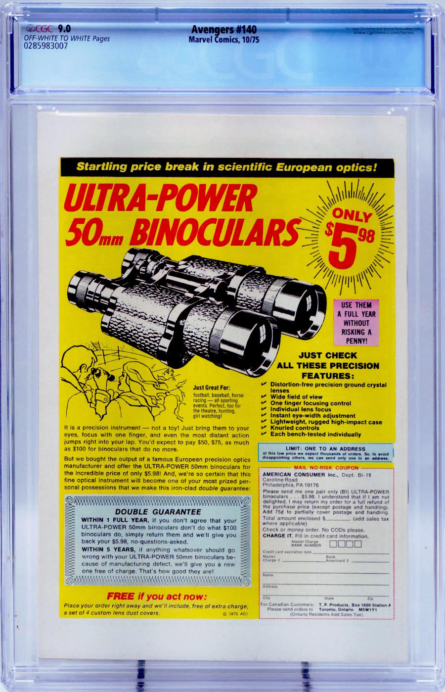 Avengers #140 Cover B CGC 9.0