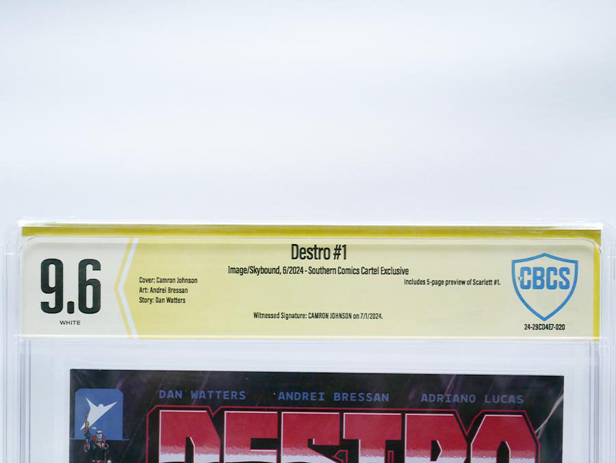 Destro #1 Cover O Camron Johnson Variant Signed by Camron Johnson CBCS 9.6
