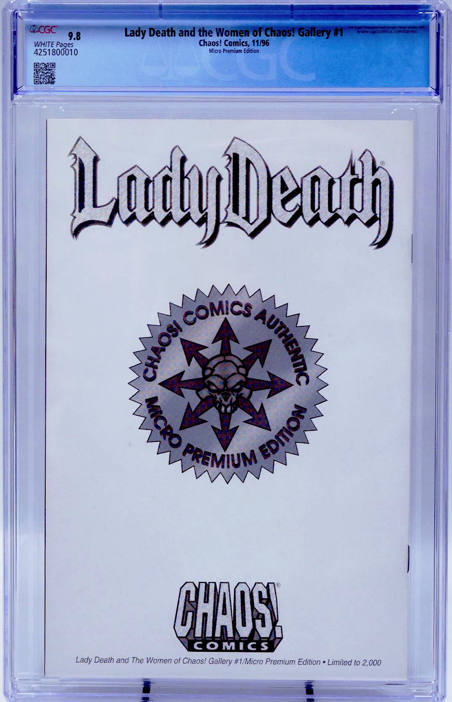 Lady Death And The Women of Chaos! Gallery #1 Cover B Micro Premium Variant  CGC 9.8