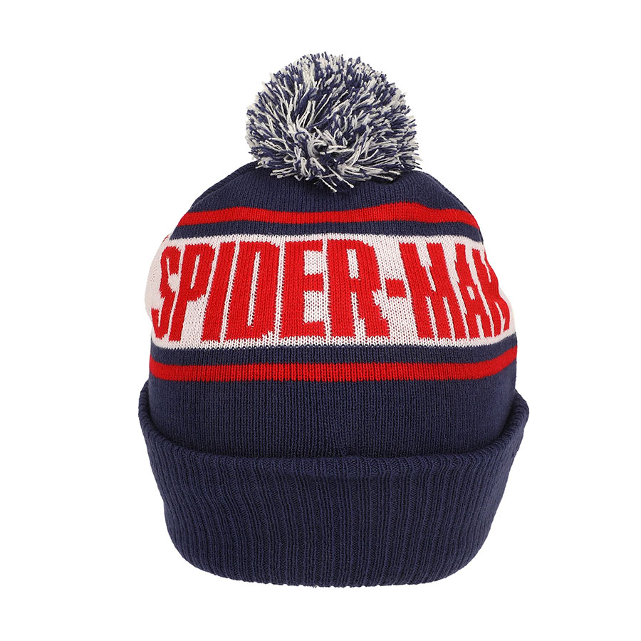 Spider-Man Chibi Mask & Logo Blue Cuff Beanie