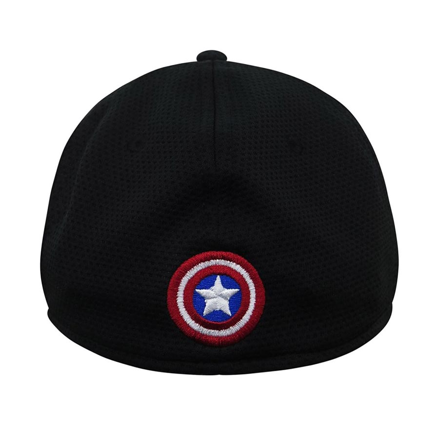 Captain America Shield Black 3930 Flex Fit Cap Medium - Large Powered By New Era