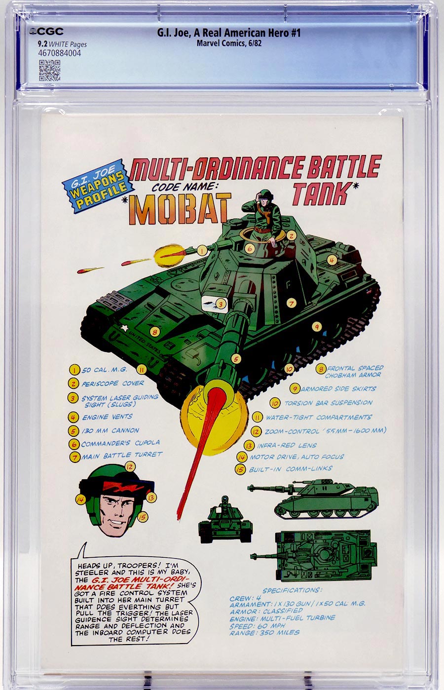 GI Joe A Real American Hero #1 Cover G 1st Ptg CGC 9.2