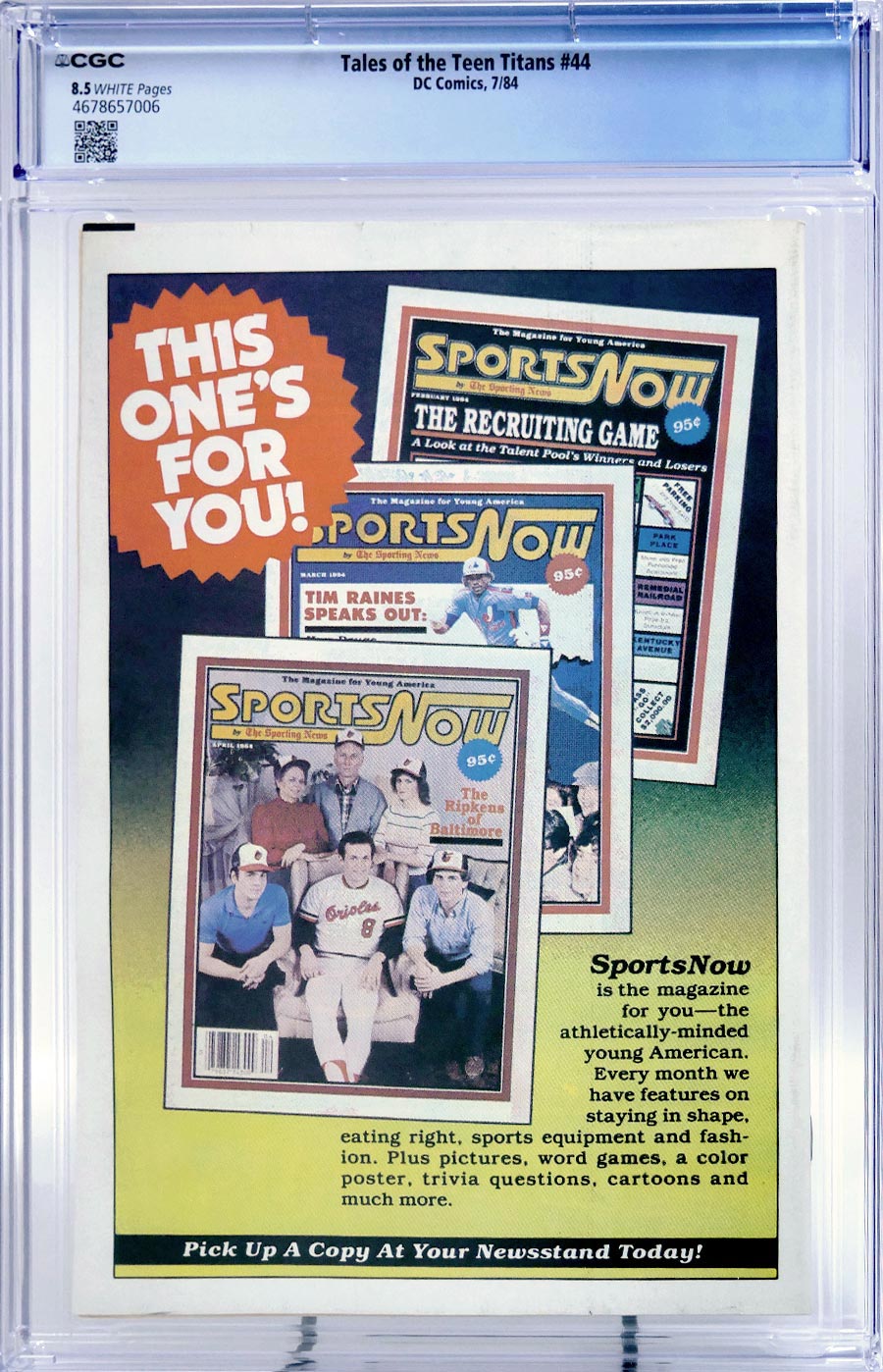 Tales Of The Teen Titans #44 Cover F CGC 8.5