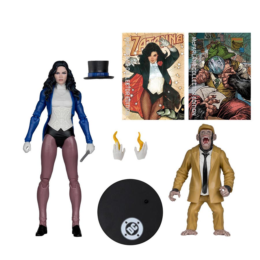 DC McFarlane Collector Editon Wave 13 Zatanna With Detective Chimp Platinum Edition 7-Inch Action Figure