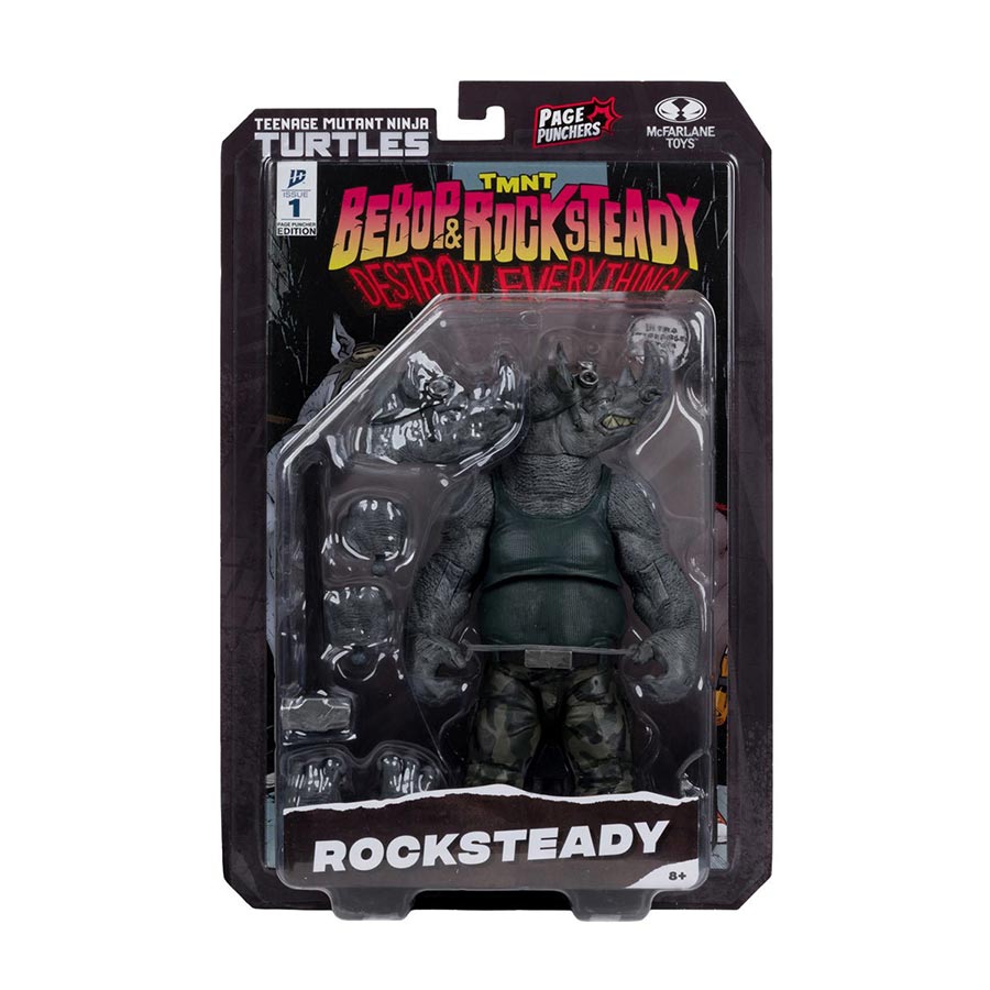 Teenage Mutant Ninja Turtles Page Punchers Wave 2 Rocksteady 5-Inch Scale Action Figure With Comic