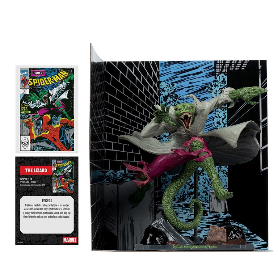 McFarlane Marvel Collector Wave 6 Spider-Man #2 Lizard With Scene And Comic 1/10 Scale Figurine