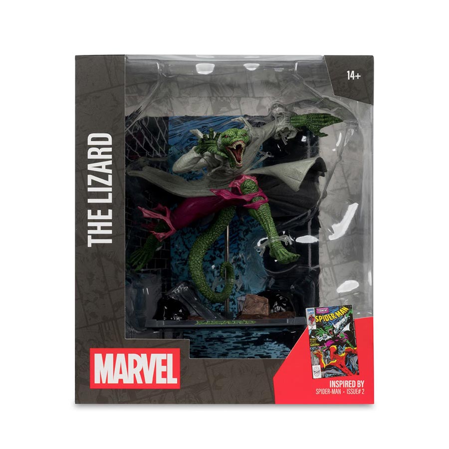 McFarlane Marvel Collector Wave 6 Spider-Man #2 Lizard With Scene And Comic 1/10 Scale Figurine