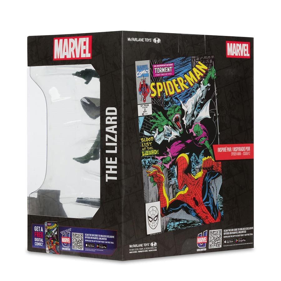 McFarlane Marvel Collector Wave 6 Spider-Man #2 Lizard With Scene And Comic 1/10 Scale Figurine