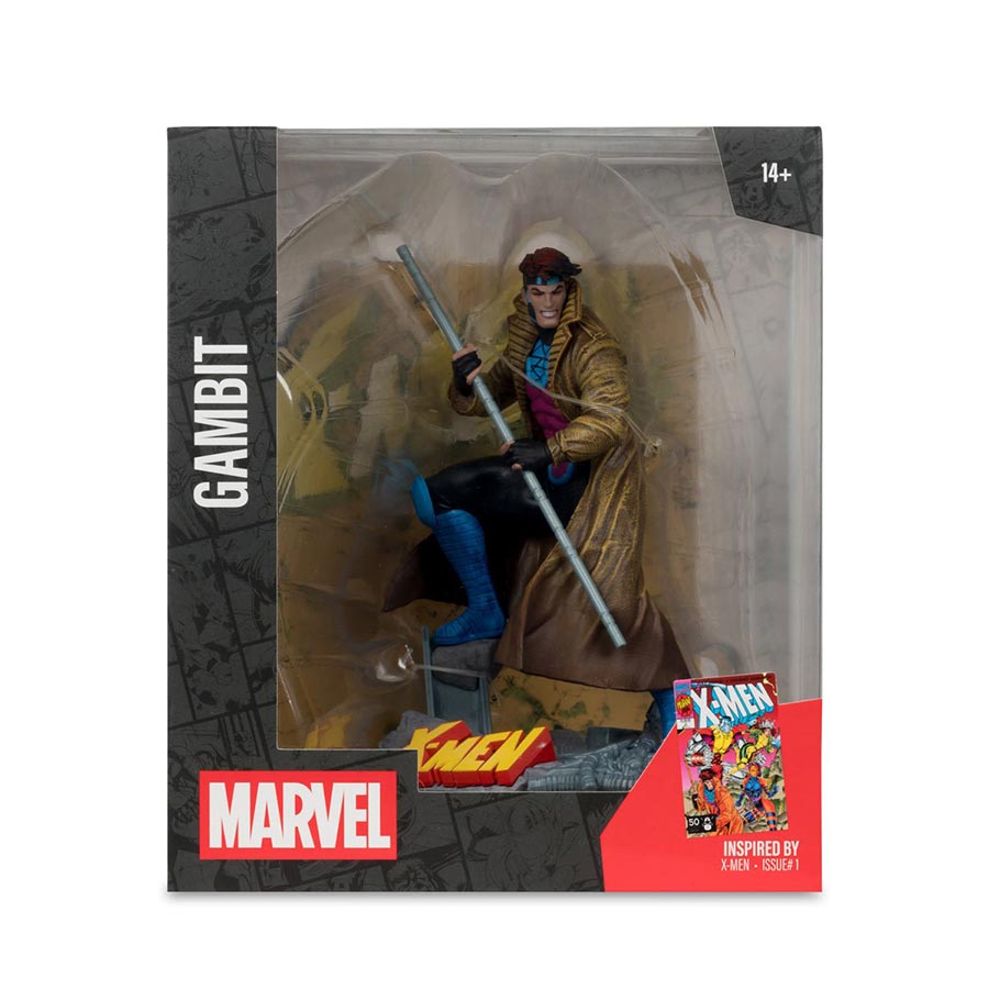 McFarlane Marvel Collector Wave 6 X-Men #1 Gambit With Scene And Comic 1/10 Scale Figurine